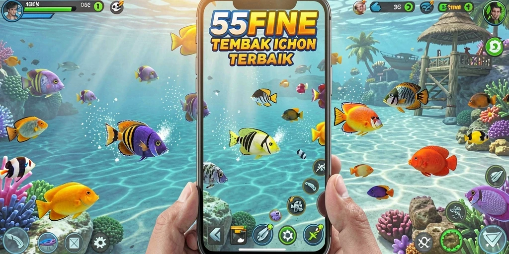 Gameplay seru dari 55FIVE saat menangkap ikan.