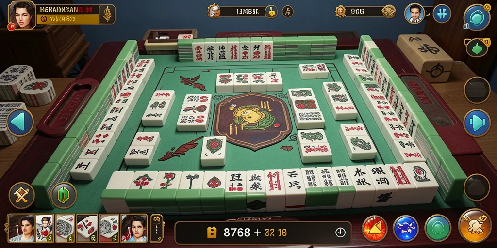 Tampilan gameplay menarik dari 8768 dengan ubin Mahjong.