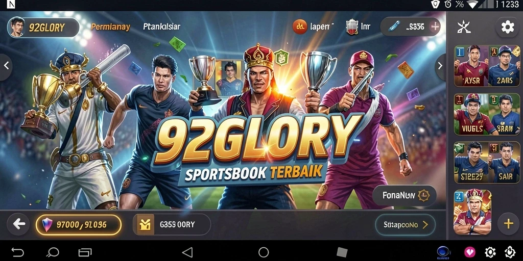 Screenshot gameplay 92GLORY yang menunjukkan taruhan olahraga secara langsung.