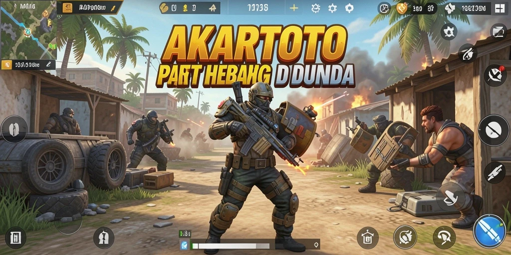Gameplay seru di arena pertarungan AKARTOTO dengan aksi Battle Royale.