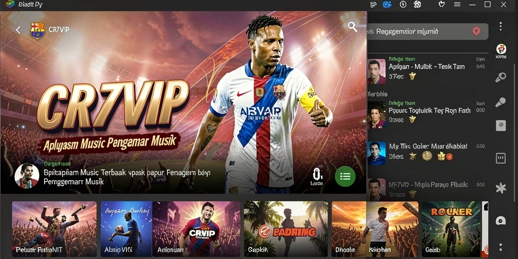 Screenshot gameplay CR7VIP menunjukkan pengalaman mendengarkan musik yang menyenangkan.