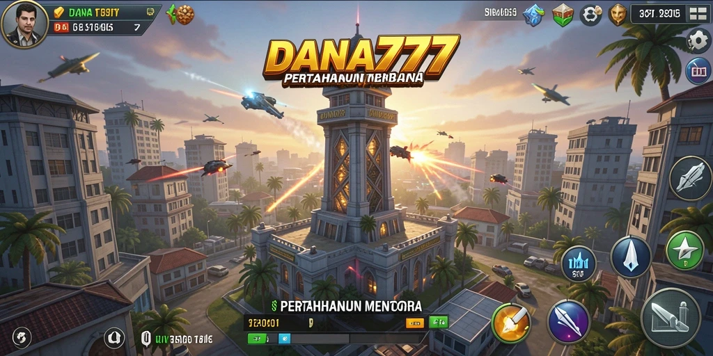 Gameplay DANA777 yang menampilkan aksi menara pertahanan yang intens.