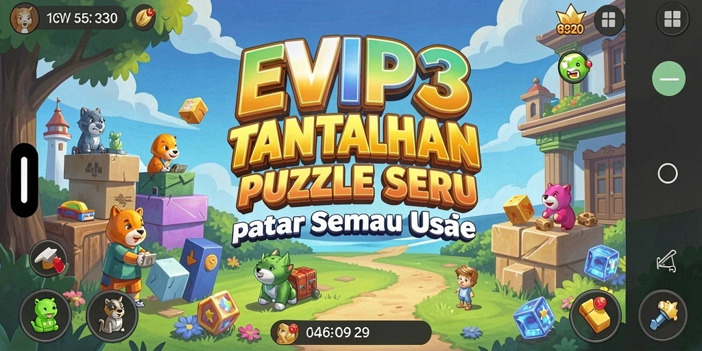 Screenshot gameplay EVIP3 menampilkan tantangan puzzle yang menarik.
