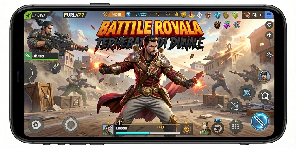 Gameplay FURLA77 yang menegangkan dan menantang dalam pertempuran Battle Royale.
