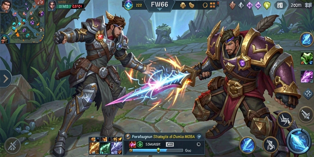 Gambar menampilkan aksi seru gameplay MOBA di FW66.