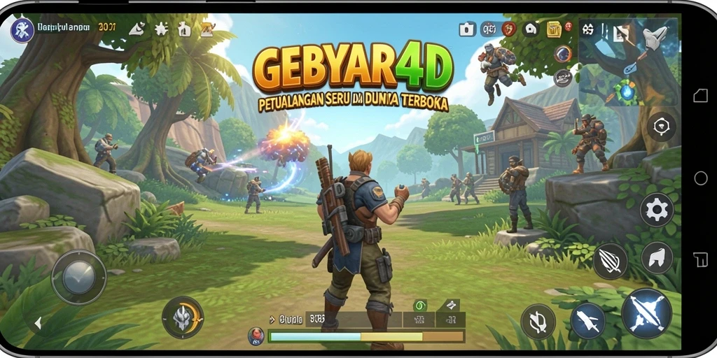 Tampilan seru gameplay GEBYAR4D dalam dunia terbuka.