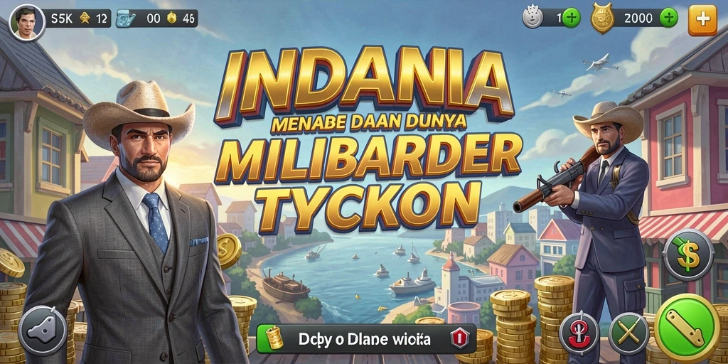 Tampilan gameplay INDAAA yang menarik dalam membangun kerajaan bisnis.