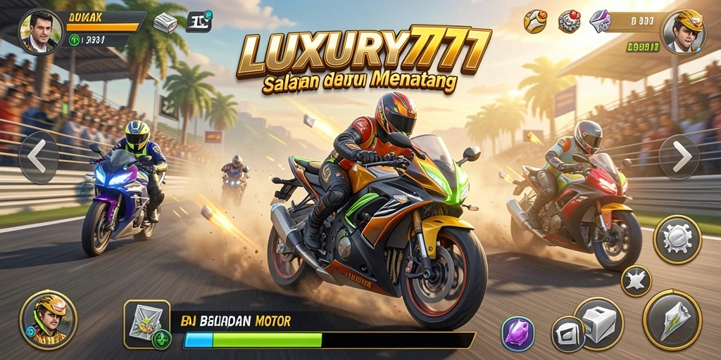 Tangkapan layar menunjukkan aksi balapan motor yang mendebarkan.