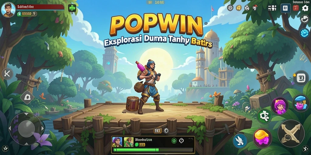 Screenshot utama POPWIN menampilkan eksplorasi dunia yang menakjubkan.