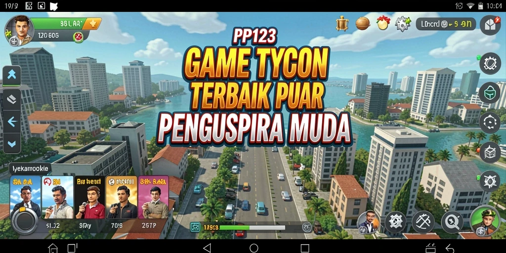 Tampilan gameplay PP123 yang menampilkan manajemen bisnis yang seru.