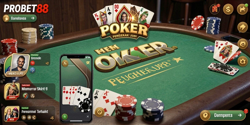 Tampilan menarik dari gameplay poker di PROBET88.