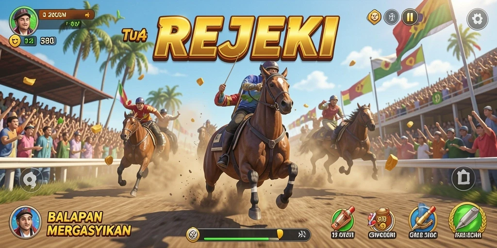 Gameplay seru dari REJEKI saat balapan di trek menantang.