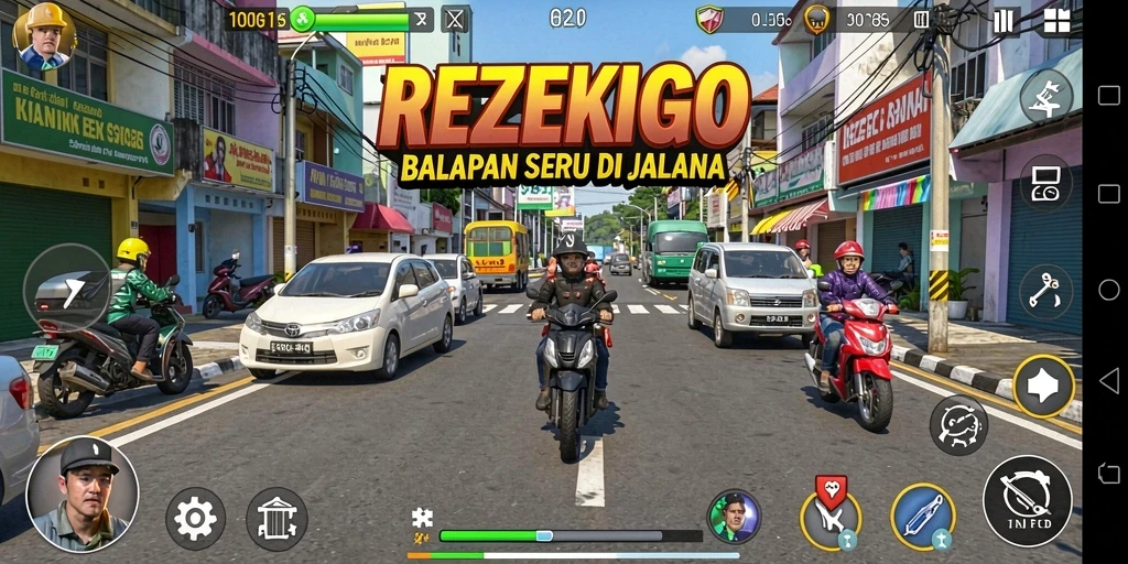 Gameplay balapan seru dan menegangkan di REZEKIGO.