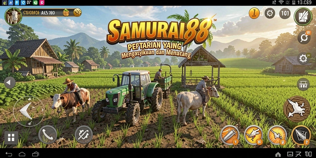 Tampilan menarik dari gameplay pertanian di SAMURAI88.
