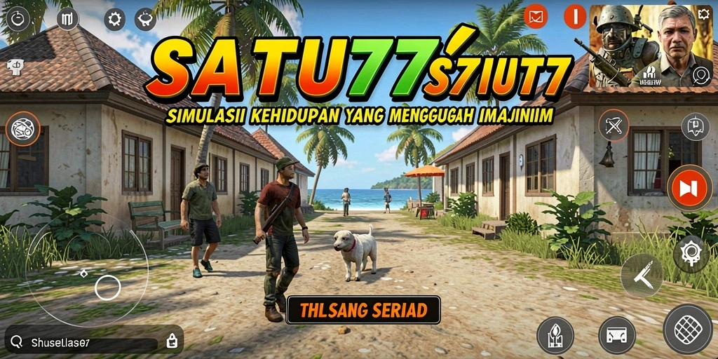 Tampilan gameplay SATU77 dengan karakter yang berinteraksi dalam dunia virtual.