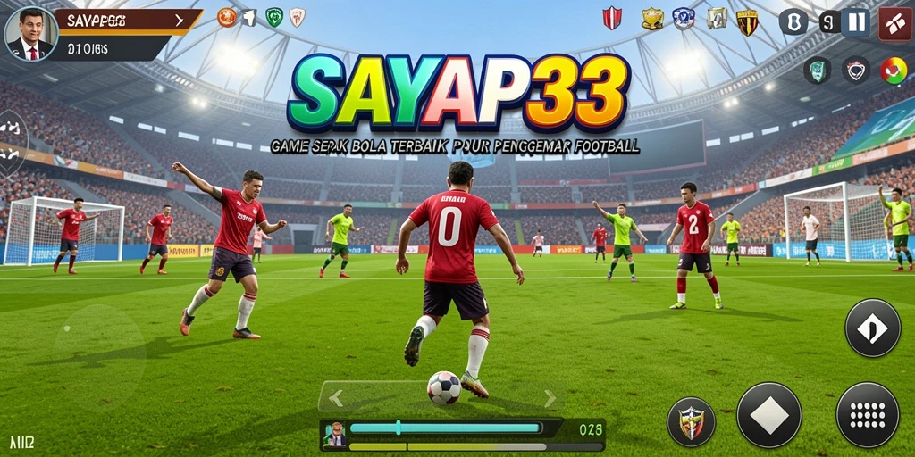 Tampilan gameplay di SAYAP33 saat pertandingan sepak bola.