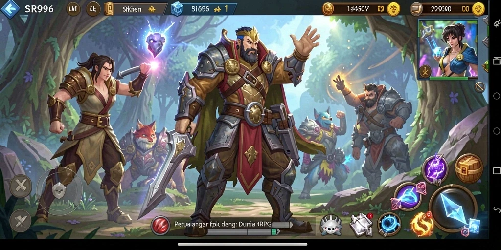 Tangkapan layar SR996 menampilkan epic pertarungan karakter dalam dunia ARPG.