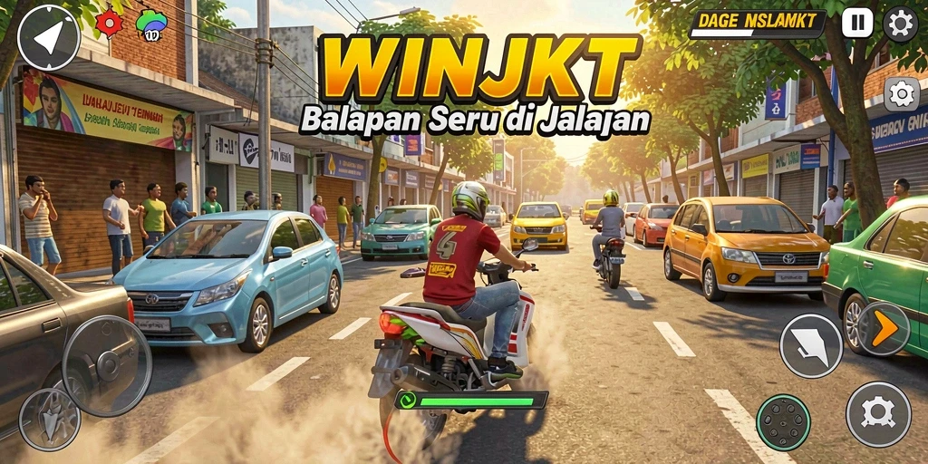 Tampilan gameplay seru dalam balapan di WINJKT.